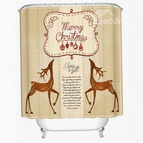 Charming Two Graceful Christmas Deers Shower Curtain