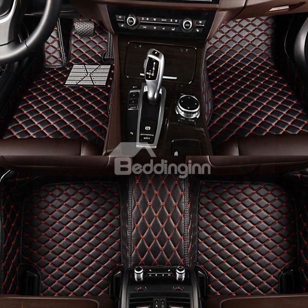 Classic Black And Red Grid Lines Design Custom Fit Car Floor Mats