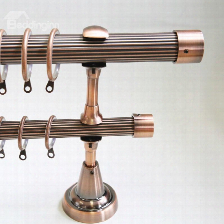 Classical Pink Golden Color End Cap Double Window Treatment Rod Set