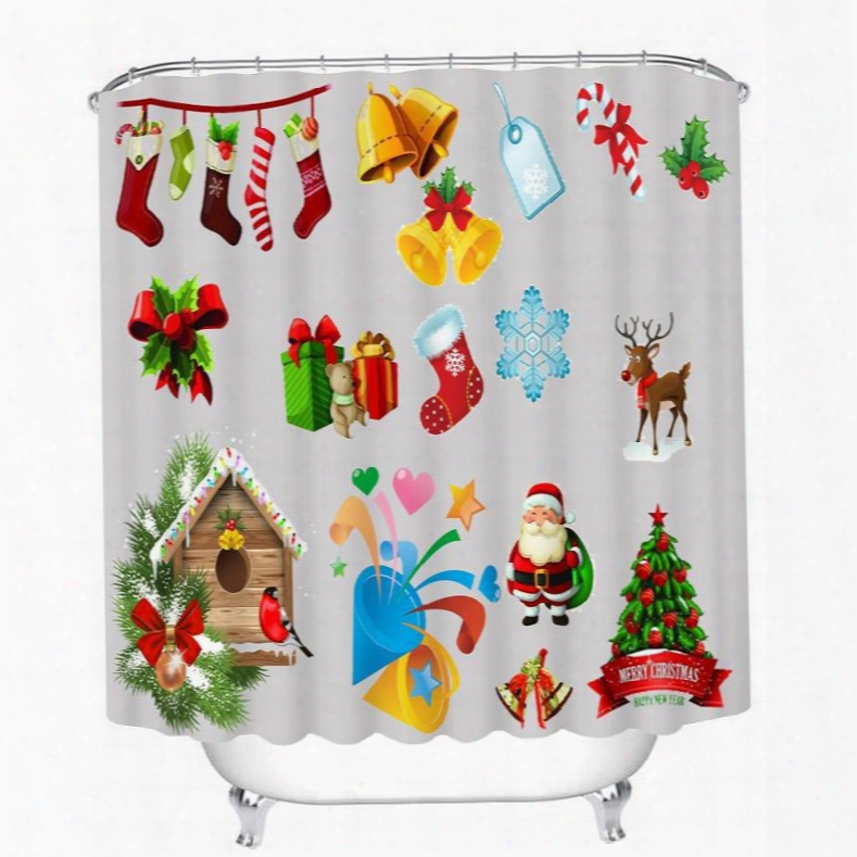 Clip Art Christmas Representation Printing Bathroom 3d Shower Curtain