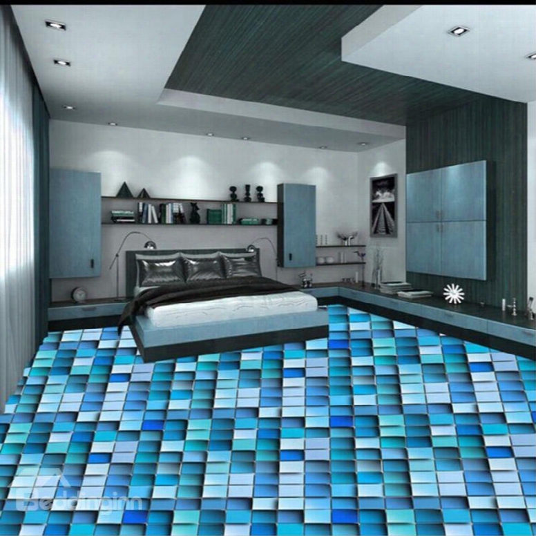 Colorful Fashion Design Grid Pattern Splicing Waterproof 3d Floor Murals