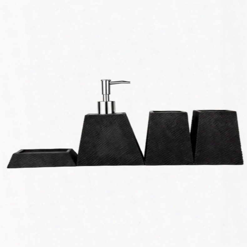 Contemporary Concise Pure Colored Resin 4-pieces Bathroom Accessories