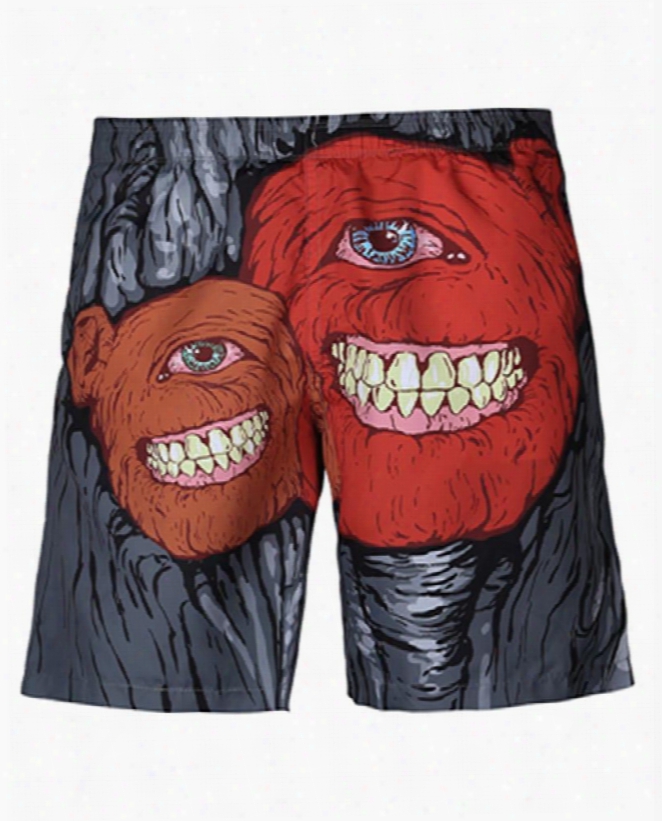 Cool Abstract Smile Pattern Dark Grey 3d Beach Shorts