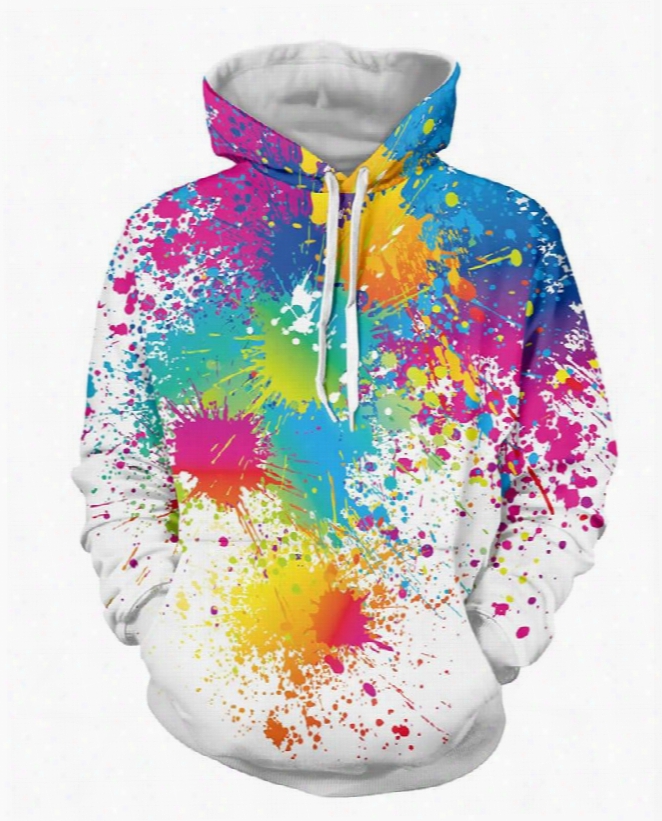 Creative Colorful Painting Long Sleeve 3d Pattern Hoodie