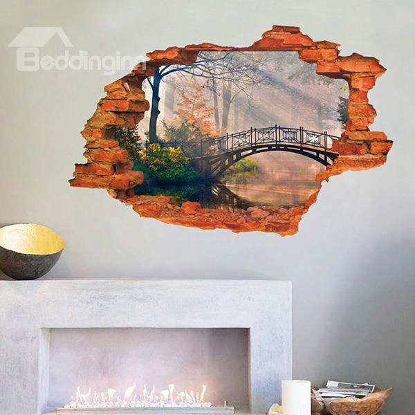 Creative Wall Hole View Dim Forest Removable 3d Wall Sticker