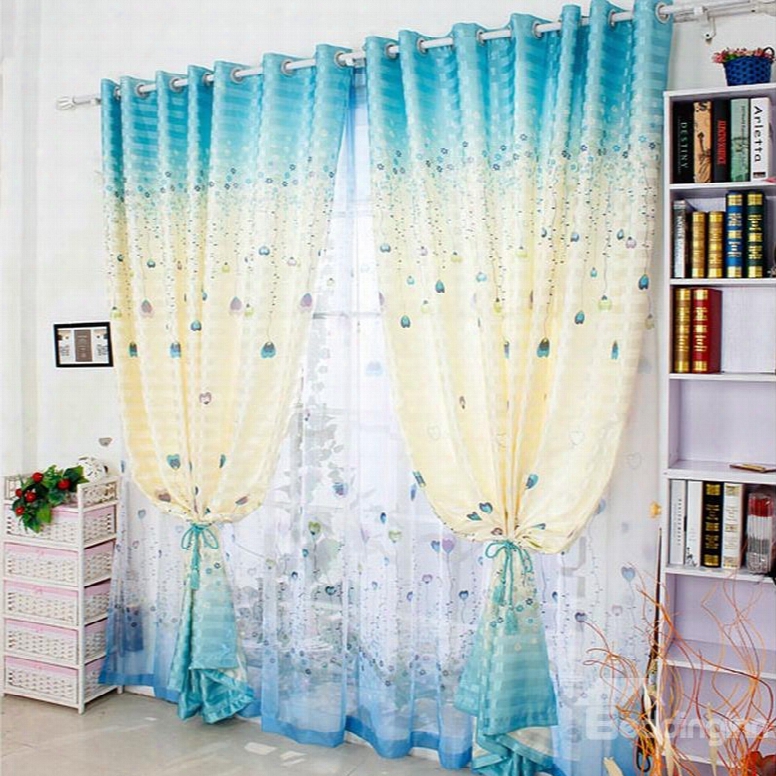 Cute Cartoon Floral Printing Custom Curtain