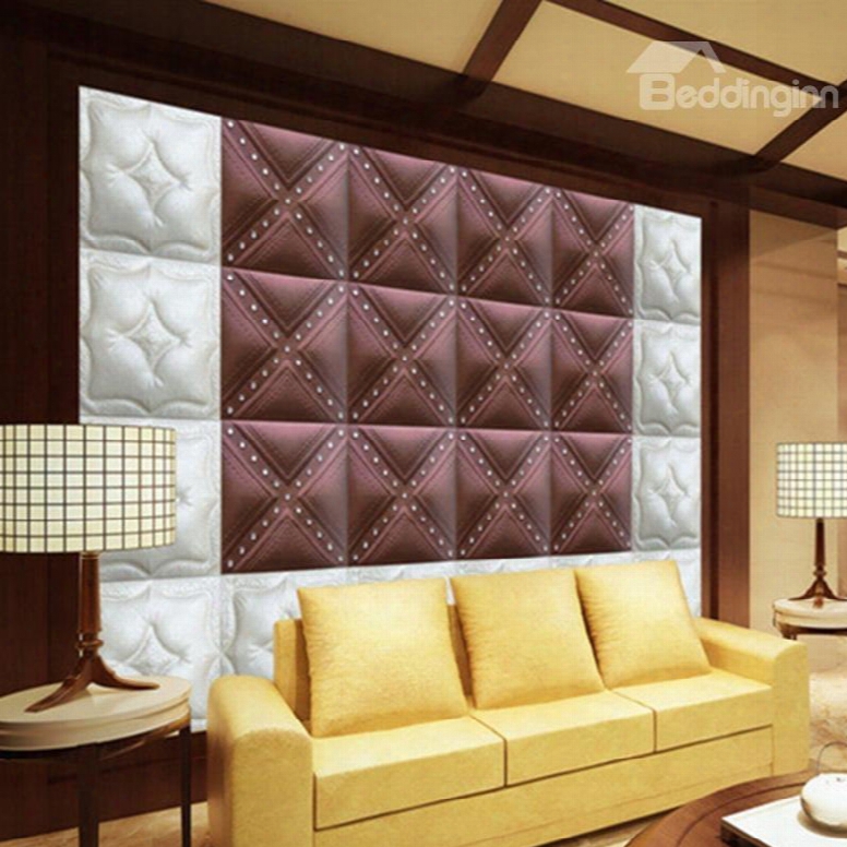 Delicate White And Wine Red Three-dimensionl Plaid Pattern Wall Murals