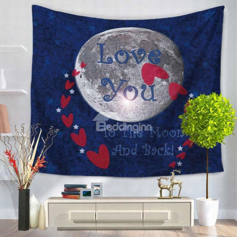 Earth With Love You Letters And Red Heart Blue Decorative Hanging Wall T Apestry