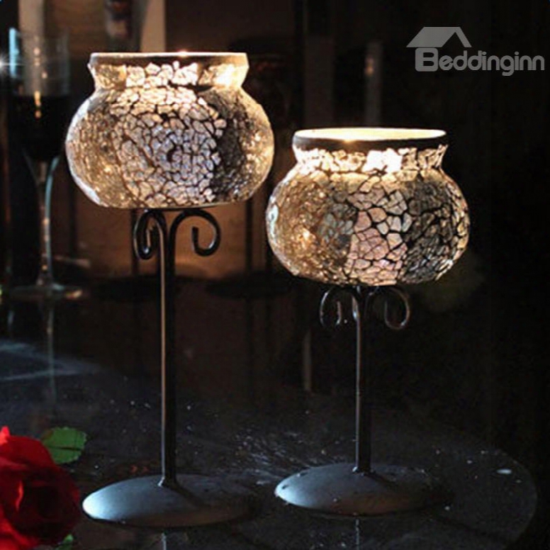 Elegant Silver Metal And Glass Design Home Decorative Candle Holders