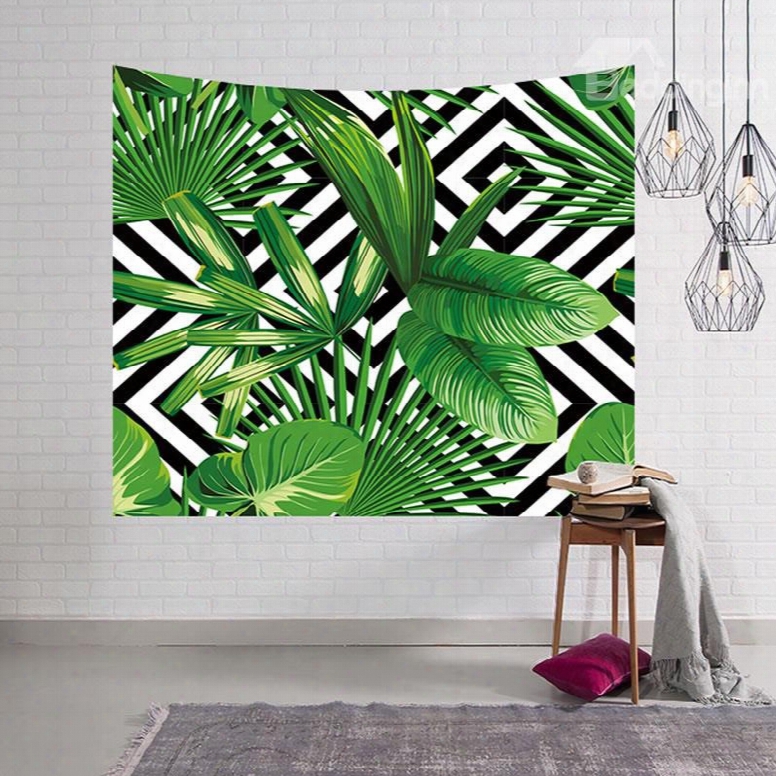 Emerald Green Leaves Foliage Design Decorative Hanging Wall Tapestry