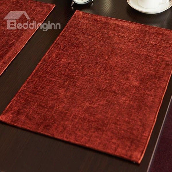 Exquisite Fabric Rectangle Pure Color Stain Resistant Home Decorative Table Placemat