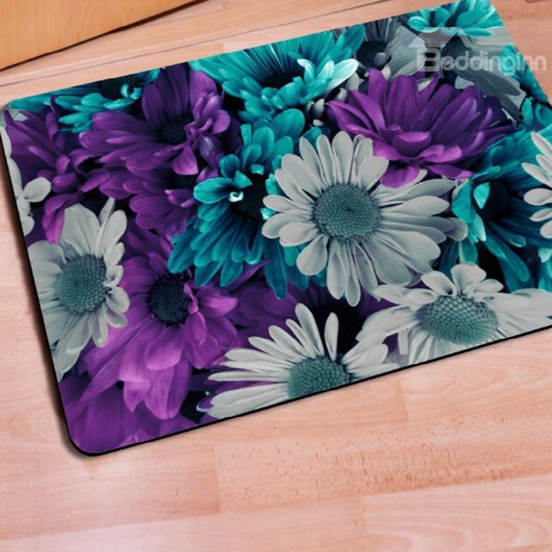 Fabulous Rectangle Daisy Flower Print Christmas Decorative Non Slip Doormat