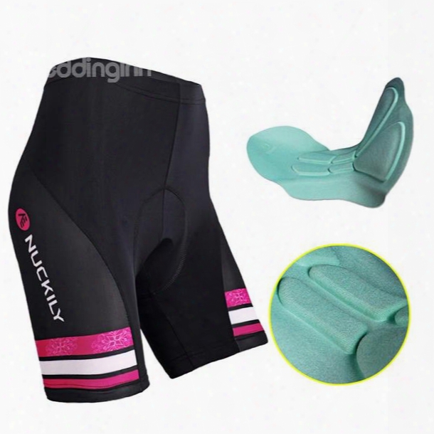 Female Pink Strip Breathable Bike Shorts Quick-dry Sponged Cycling Suit