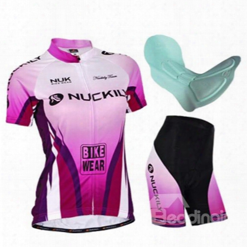 Female Purple Bike Breathable Jersey With Full Zipper Quick-dry Sponged Cycling Suit