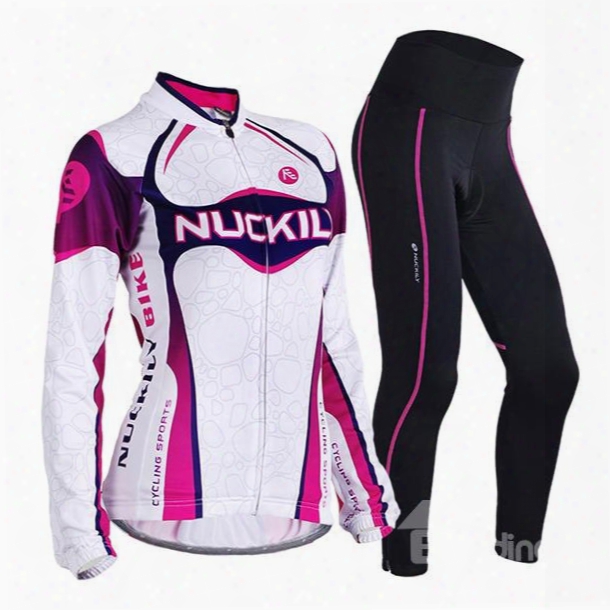 Female Streamline Purple Bike Jersey With Full Zipper Breathable Sponged Cycling Suit