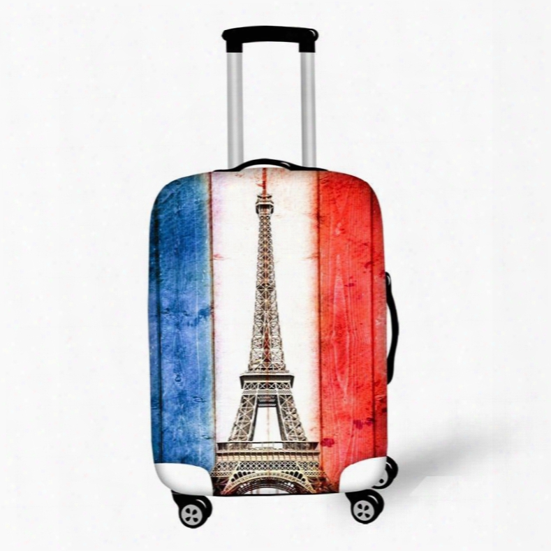 French Flag Eiffel Tower Nation 3d Pattern Fashion Luggage Cover