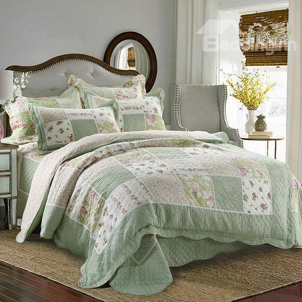 Fresh Style Green Patchwork 3-piece Bed In A Bag