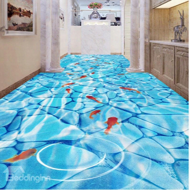 Goldfishes Playing In The Limpid Water Pattern Nonslip And Waterproof 3d Floor Murals