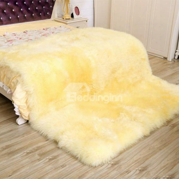 Gorgeous Light Yellow Australian Lamb Fur Blanket