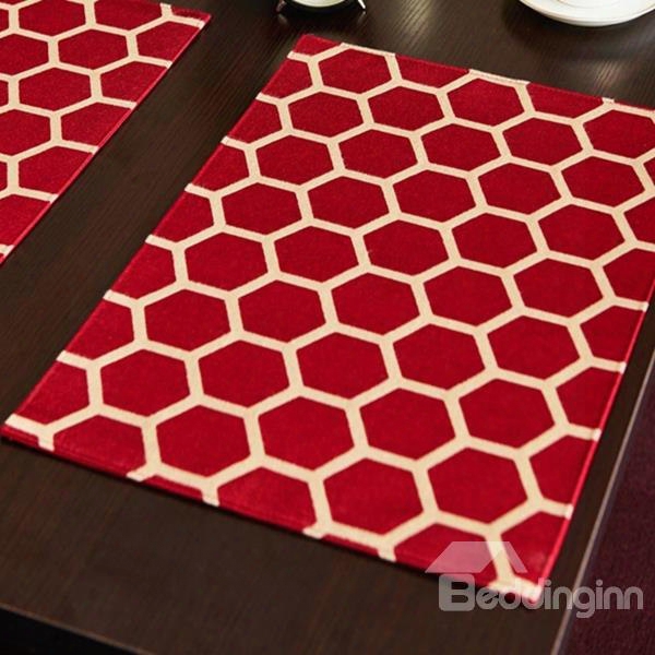 Handmade Rectangle Fabric Washable Stain Resistant Hexagon Pattern Table Placemat