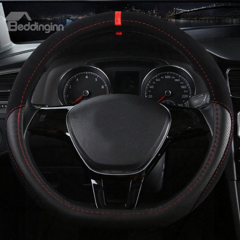 High-grade Luxury D-type Microfiber Leather Material Medium Sport Car Steering Wheel Cover