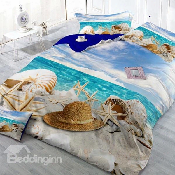 Holiday Beach Digital Print Cotton -piece Pillow Cases
