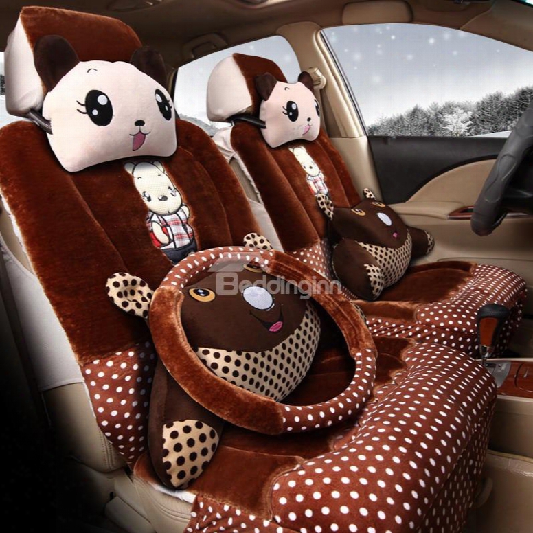 Lovely And Cute Cartoon Element Pillow With Comfortable Material Five Universal Car Seat Cover