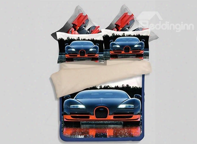 Luxury Car Reactive Printing 4-piece Polyester Duvet Cover Sets