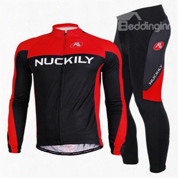 Male Black Long Sleeve Full Zipper Bike Jersey Quick-dry Sponged Cycling Suit