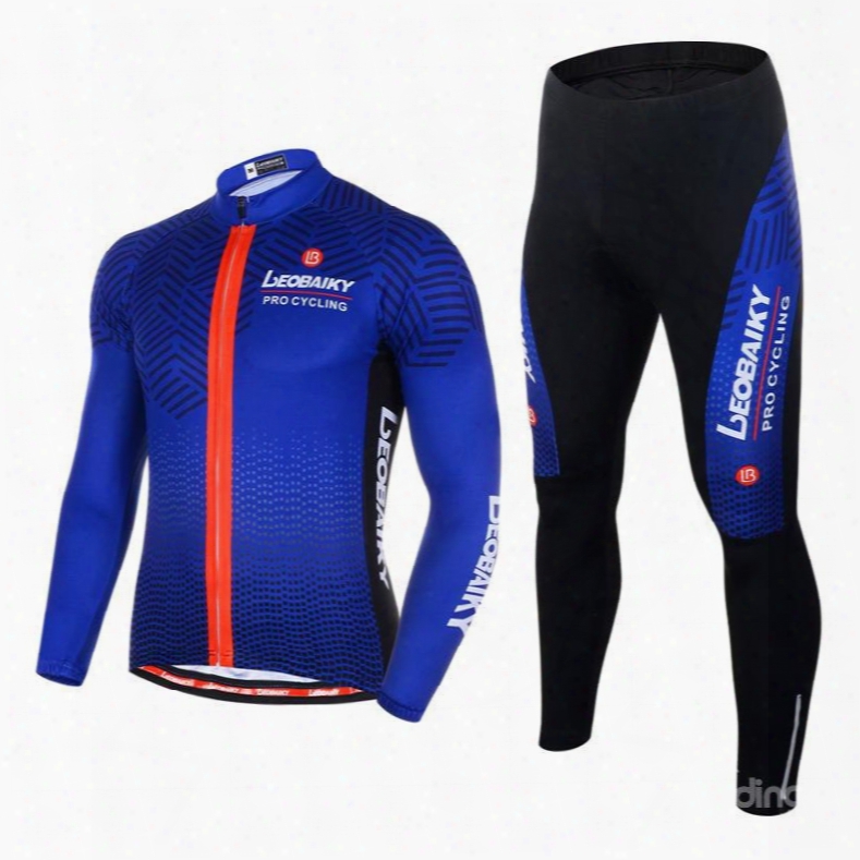 Men's Cycling Clothing Set Breathable Quick Dry Long Sleeve Jersey Blue