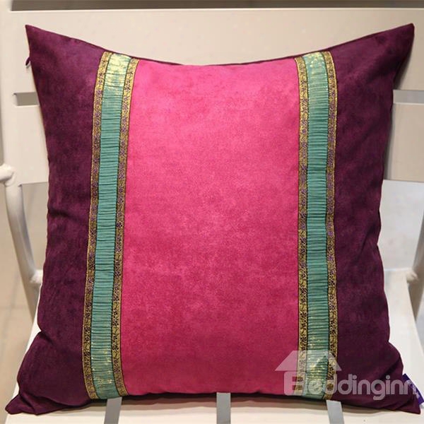 Minimalist Style Pink And Purple Color Block Throw Pillow Case