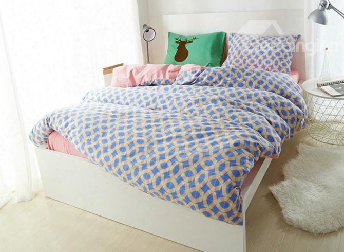 Modern Geometric Pattern Print 4-piece Cotton Duvet Cover Sets