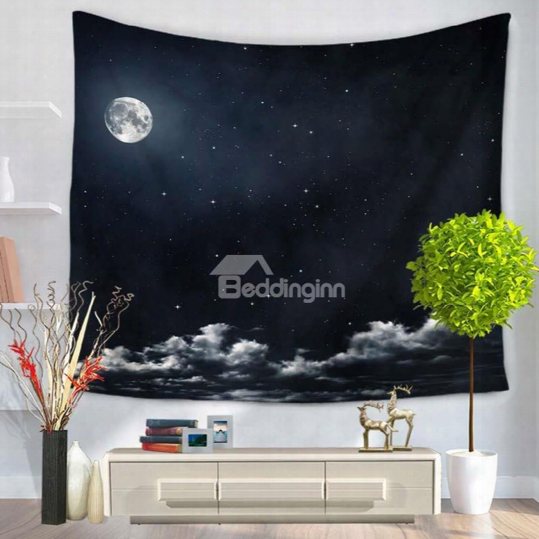 Moonlight Night And Clouds Vast Universe Decorative Hanging Wall Tapestry