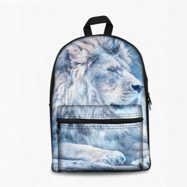 New 3d Animals White Ice Lions Print Backpack School Bags Cool Casual Laptop Packs