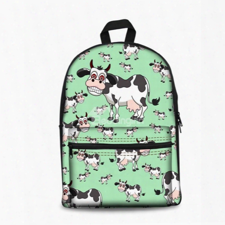 New Fashion 3d Cute Style 2d Drawing From Milk Cows Cartoon Backpack Students School Campus Bags