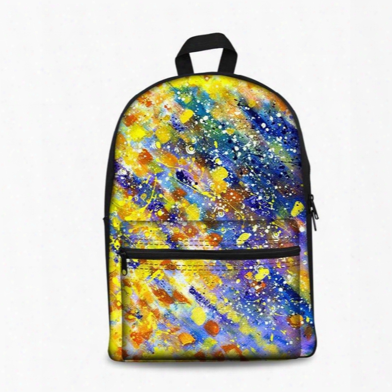 New Fashion 3d Modern Style Oil Painting Backpack Students School Campus Bags