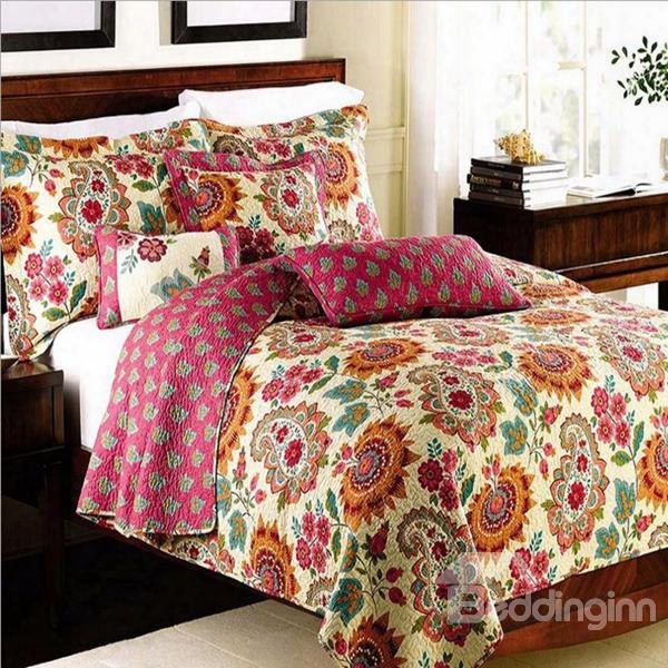 Paisley Floral Prints Boho Chic Patchwork Cotton 3-piece King Size Bed In A Bag