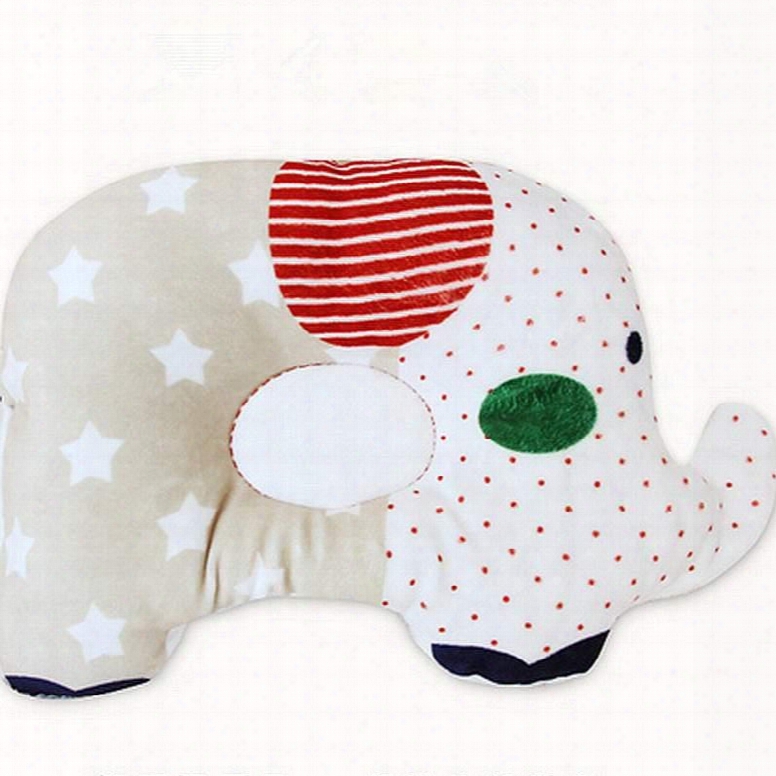 Pretty Elephant Design Three Flag Option Prevent Flat Head Baby Pillow