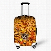 Adorable Cat in Maple Leaf Pattern 3D Painted Luggage Protect Cover