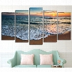 Beach in Sunrise Printed Hanging 5-Piece Canvas Eco-friendly and Waterproof Non-framed Prints