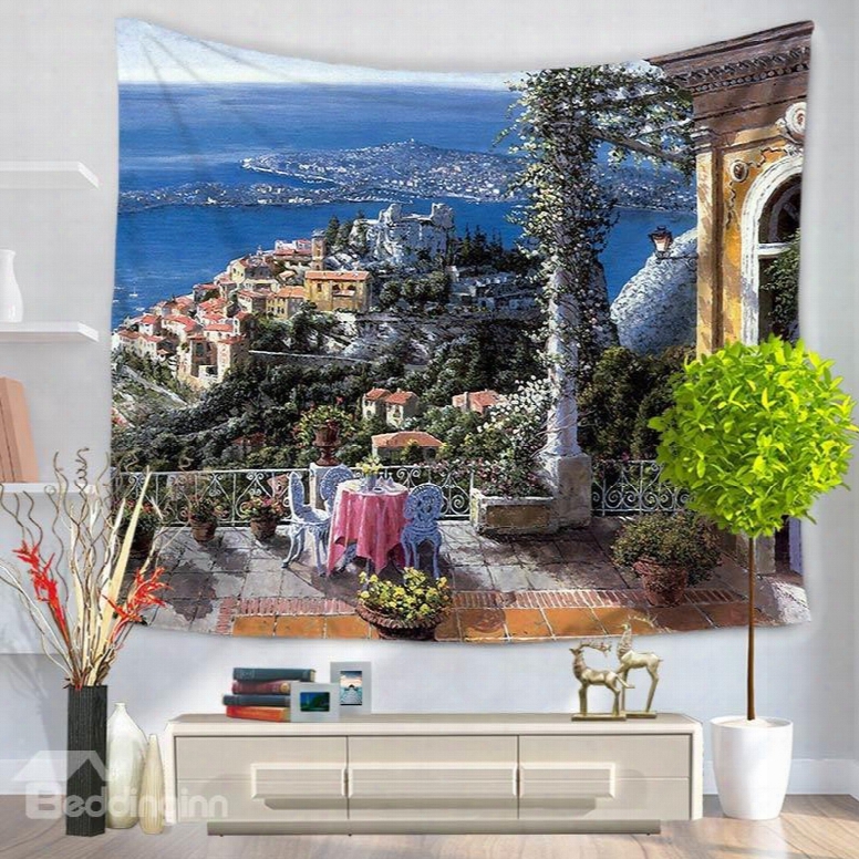 Realism Oil Painting Perfect Seascape Decorative Hanging Wall Tapestry