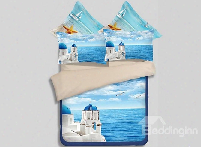 Romantic Aegean Sea 3d Printed 4-piece Polyester Duvet Cover Sets