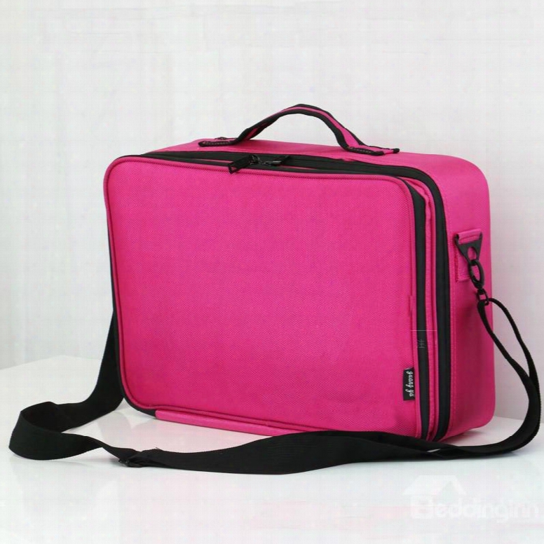 Rose Nylon Professional Travel Makeup Organizer  Bag