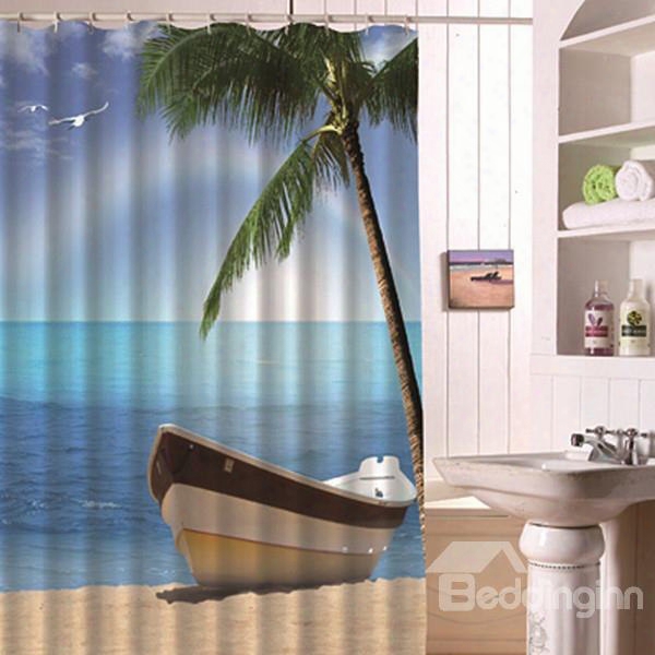 Showy Creative Beach Scenery 3d Shower Curtain