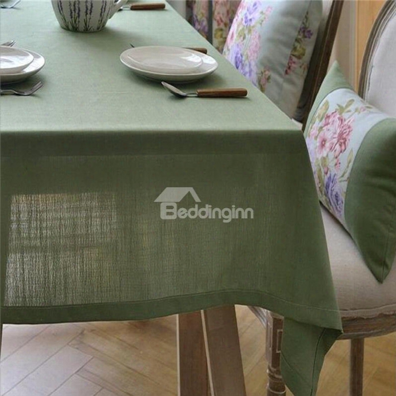 Solid Green Polyester Cotton Modern And Fresh Style Dining Table Cover