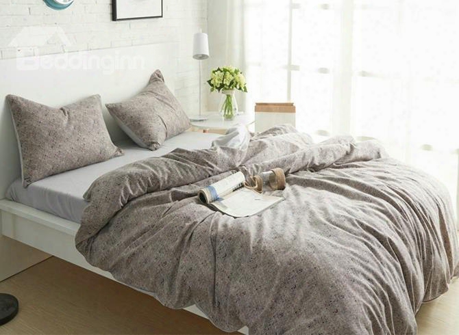 Solid Grey Nordic Style Thick Brushed Cotton 4-piece Bedding Sets/duvet Cover