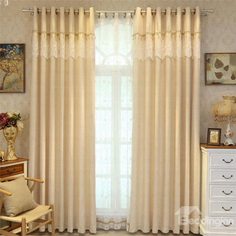 Solid Light Yellow Polyester Curtain Noble And Elegant Living Room And Bedroom Cuttain