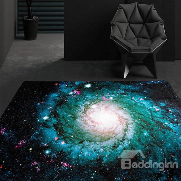 Sparkling Rectangle Universe Planet Pattern Waterproof And Nonslip Area Rug