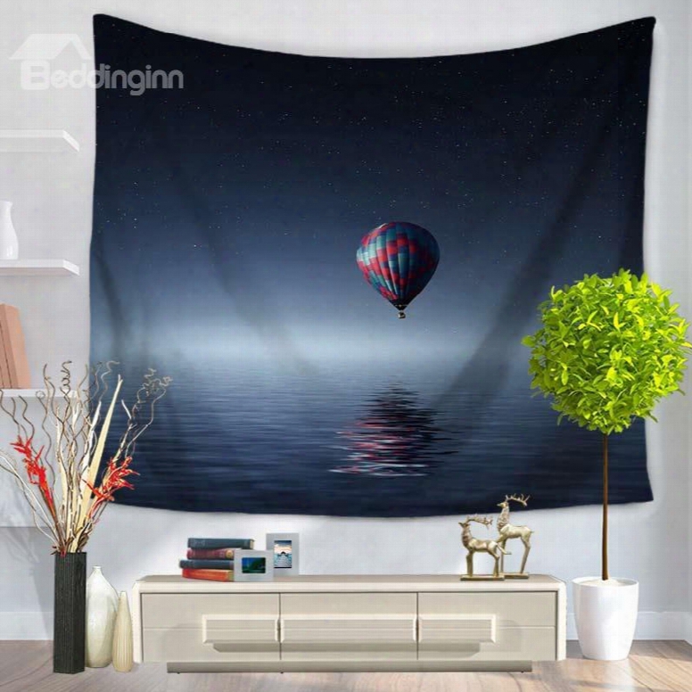 Still Sea And Hot-air Balloon Pattern Decorative Hanging Wall Tapestry