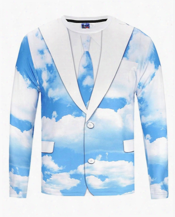 Suit Sky Long Sleeve Round Neck 3d Painted T-shirt